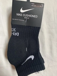 NIKE CUSHIONED ANKLE 3 PACK SOCKS KIDS 10C- 3Y DRI - FIT #UN0012-023 FREE SHIPP - Picture 1 of 6