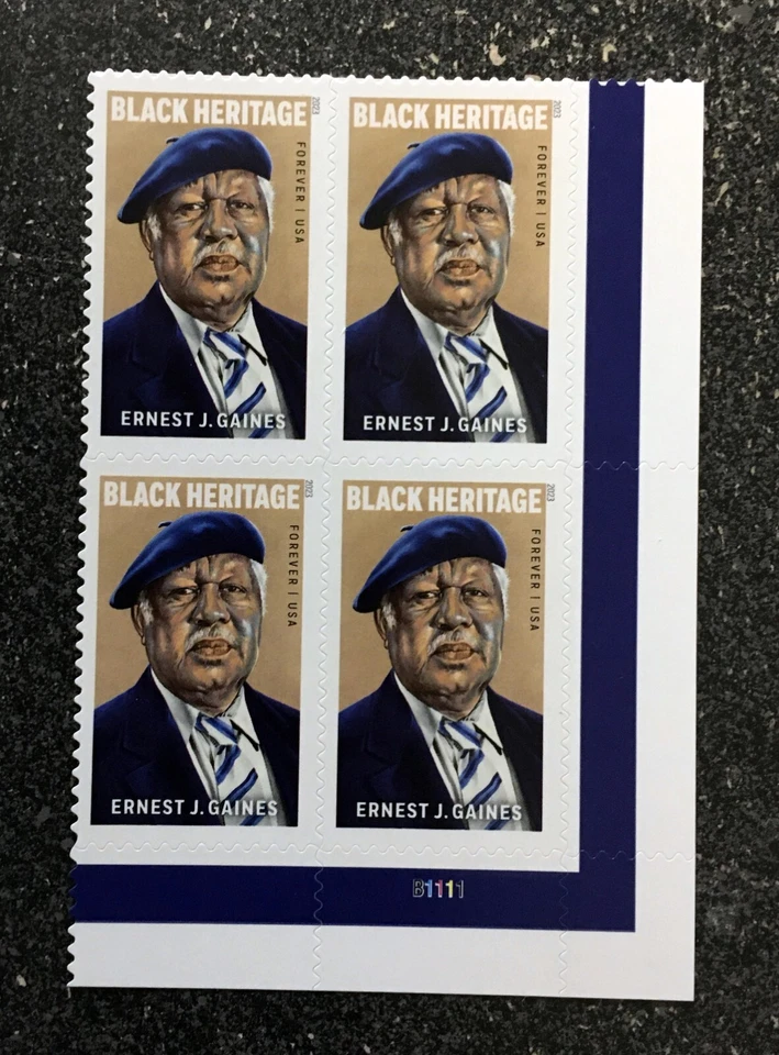 2023USA #5753 Forever Ernest J Gaines - Black Heritage - Plate Block of 4  mint - Image 1 of 2