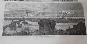 Gravure 1865 - Vue de Villeneuve Les Avignon - Picture 1 of 1