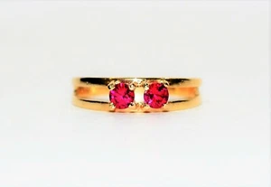 Natural Ruby Ring 10K Solid Gold .56tcw Red Ring Multistone Ring Vintage Ring - Picture 1 of 12