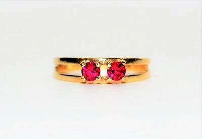 Natural Ruby Ring 10K Solid Gold .56tcw Red Ring Multistone Ring Vintage Ring - Image 1 of 4