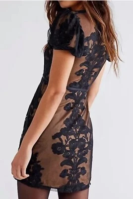 Free People Dress For Love & Lemons Temecula Black Mini Dress Size XS rrp $228 - Image 1 of 4