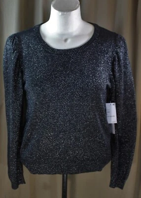 Suéter Liz Claiborne Grande Negro Gunmetal Lurex, Nuevo con Etiquetas Foto 1 de 4