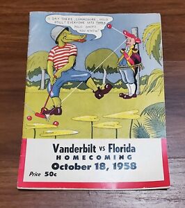 1958 Vanderbilt vs Florida Gators October 18 Homecoming Football Program 