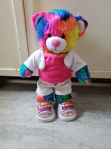 Build a Bear 18" Tye Dye Bear Beautiful Bright Rainbow Colors with Pink Nose - Picture 1 of 6