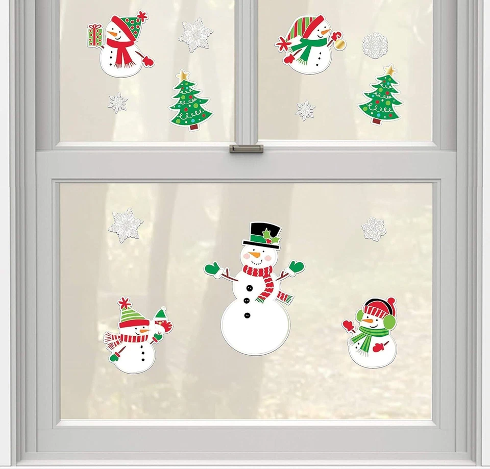 Muñeco de Nieve Tradicional Invierno Navidad Fiesta Ventana Adhesivo Decoraciones Foto 1 de 1