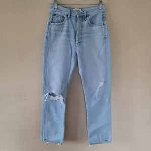 Jeans dritti AGOLDE Riley taglia 25 lavaggio medio vita alta bottoni mosca invecchiati - Foto 1 di 11