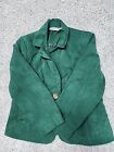 Studio Works Dres Jacket Faux Suede Button Up Collared Womens SIZE 4p Dark Green
