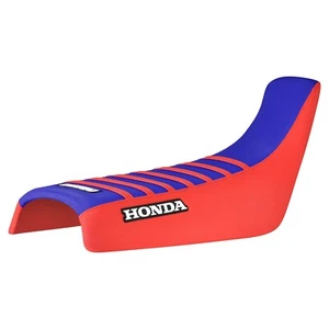 1993-2024 Honda XR 650L gripper seat cover RED/BLUE/RED ribs #215 LOGO - Picture 1 of 5