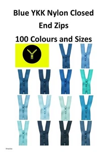 Blue YKK Nylon Closed Zip / 160+ Colours and Sizes/ Trouser, Dress and Skirt Zip - Picture 1 of 42