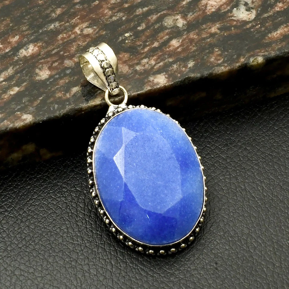 Pingente simulado de pedra preciosa de safira feito à mão joia para ano novo 2,2" AP-42124 - Imagem 1 de 1