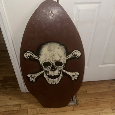 Vintage SKULL AND BONES Wood Surf Skimboard. RARE - Image 1 of 4