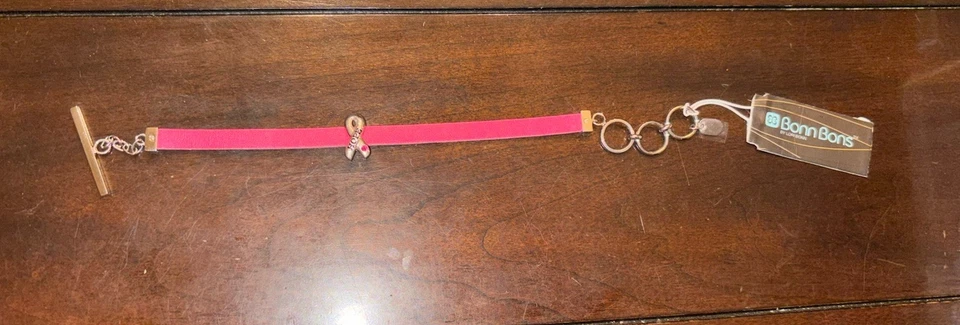 Pulsera de cuero rosa con estrás Lori Bonn Charm Hope conciencia del cáncer de mama Foto 1 de 1