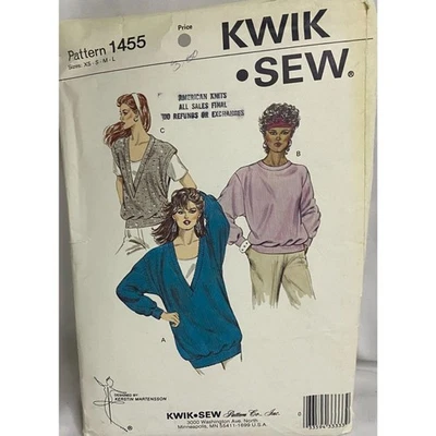 #1455 Kwik Sew Misses Sweaters and Vest Knitting Pattern size XS-L - Image 1 of 4