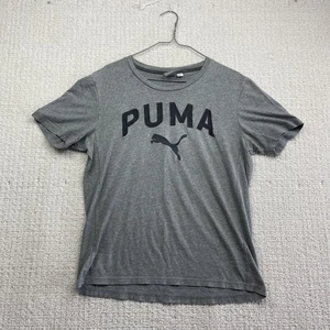 Y2K Puma Spellout Embroidered Logo Gray Slim Fit T-Shirt Men's M Sports VTG Read - Bild 1 von 15