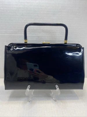 ВИНТАЖНЫЙ Garay лакированная кожа вечер застежки Дамская сумка сумочка w сложить в ручке - Изображение 1 из 4