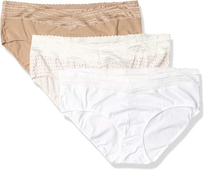 Women’s Hipster Panties No Muffin Top Smooth Waistband Stretch Cotton 3 Pack - Image 1 of 4