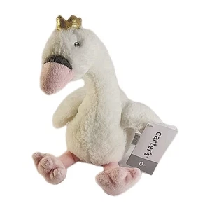 NWT Carters White Plush Swan Princess With Gold Crown Baby Toy Stuffed Animal - Picture 1 of 13