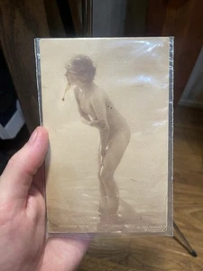 RPPC Nackte Frau stehend im Wasser Morgen Echt Foto Postkarte Original Vintage - Bild 1 von 6