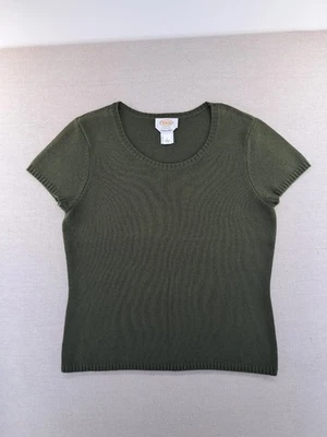 Talbots Cashmere Merino Wool Blend Sweater T Shirt Women's Large Dark Green - Image 1 of 4