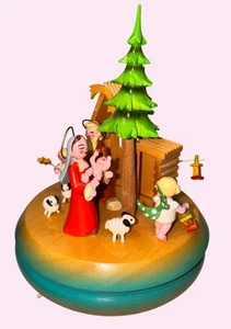 Carillon natalizio tedesco vintage Goldscheider Steinbach Natività Germania Thore - Foto 1 di 12