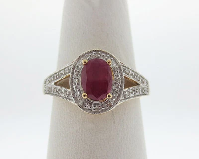 Natural Ruby Diamonds Solid 14k Two-Tone Gold Ring FREE Sizing - Image 1 of 4