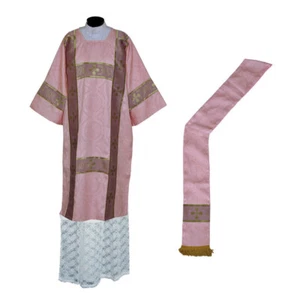 ROSE Deacon Dalmatic Vestment & Deacon's stole, American Dalmatic Chasuble, NEW - Picture 1 of 1