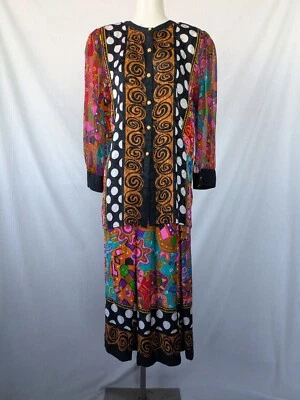 Conjunto Blusa y Falda Vintage Años 80 Diane Freis 100% Seda Talla M Foto 1 de 4