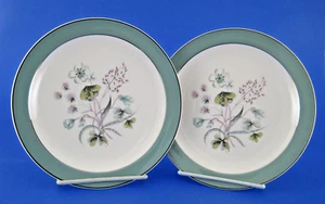 Midwinter Mayfield 2 Platos de Ensalada Aqua Verde Rosa Flores Floral De Colección Años 50 - Imagen 1 de 2