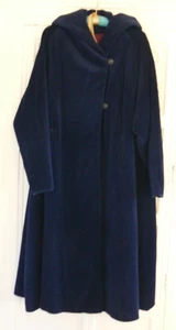VINTAGE-100%Wool Long Royal blue double lined hooded coat. Size: 12/14 - Picture 1 of 9