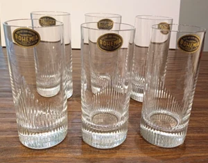BOHEMIA 6 splendidi tumbler 15cm cocktail in cristallo Pb24% 430g vintage. Nuovi - Foto 1 di 9