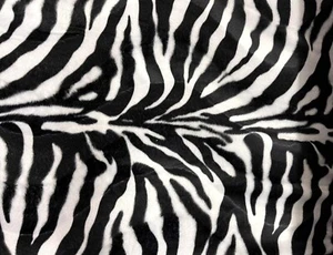 60" Zebra Animal Pattern Short Pile Smooth Faux Fur Velboa S-Wave Fabric BTY - Picture 1 of 7