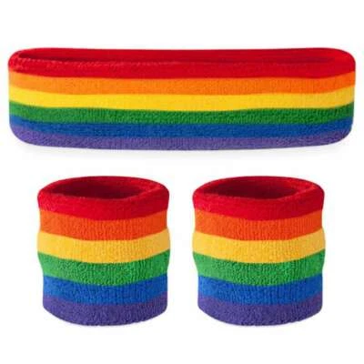 Suddora Rainbow Sweatband Sets (1 Headband / 2 Wristbands)  - Image 1 of 4
