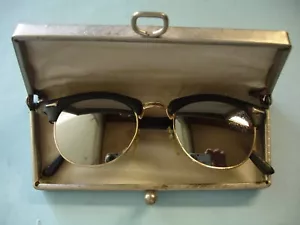 Sunglasses w Floral Cloth Case Fantas - Eyes Gold Trim Black Frames Mirror Lense - Picture 1 of 11