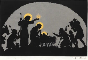 POSTKARTE / SCHERENSCHNITT ca. 1925 / HEILIGE NACHT / WEIHNACHTSMOTIV / POSTCARD - Bild 1 von 2