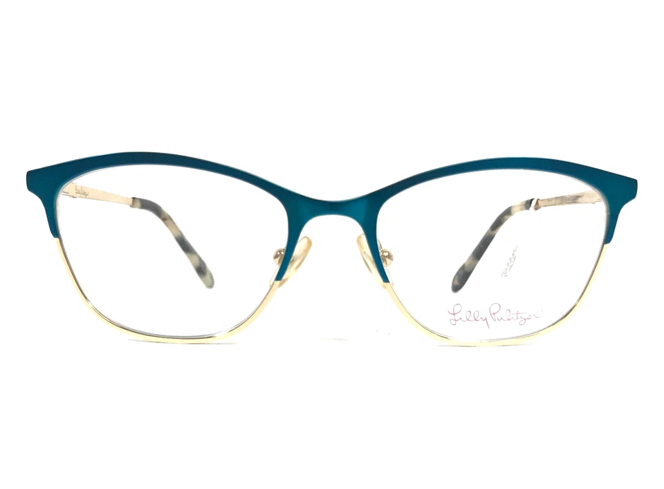 Monturas de gafas Lilly Pulitzer GEORGINA TE verde azulado dorado ojo de gato borde completo 49-16-13 Foto 1 de 4