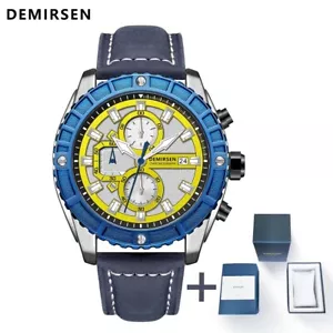 SALE! 50% Off Chronograph Quartz 3ATM Stainless Steel Case Leather buckle strap - Picture 1 of 6
