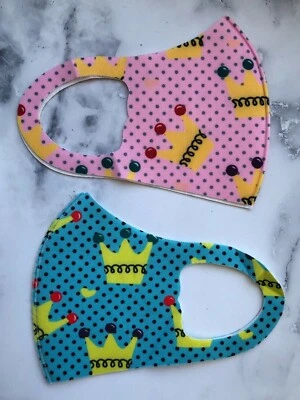 2 Piece CROWN Toddlers Kids Boys Girls Reusable Face Masks Protective Washable  - Image 1 of 4