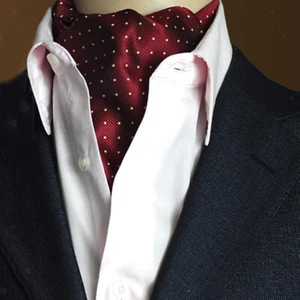 Men's Dots Satin Cravat Ties Jacquard Woven Formal Self Ascot - Picture 1 of 7