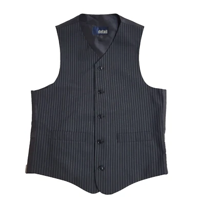 Detail Blue Striped 2 Pocket Smart Formal Waistcoat UK Men's Size M 38" - Image 1 of 4