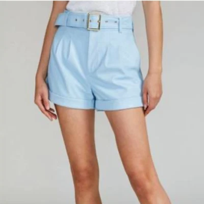 Nuevo con etiquetas Pantalones Cortos Generation Love Milo Cuero Vegano Azul Francés Cinturón Plisado Talla 2 Foto 1 de 4