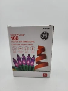 PURPLE MINIATURE STRING•A•LONG LIGHTS-GENERAL ELECTRIC-20 FT-100 ct Green Wire  - Picture 1 of 16