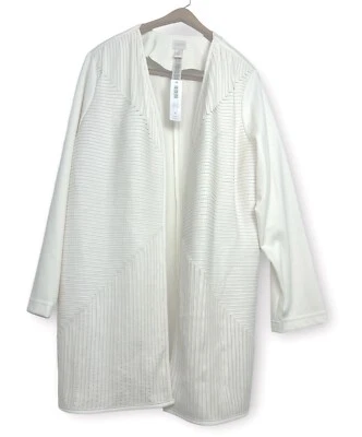 Chico’s Traveler’s Collection Open Cardigan Faux-Leather Strip NWT Size 4 - Image 1 of 4