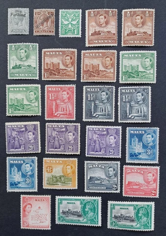 MALTA 24 STAMPS - KGV/KGVI/QE2 INCL OPTS & POSTAGE DUE - MVLH Cover