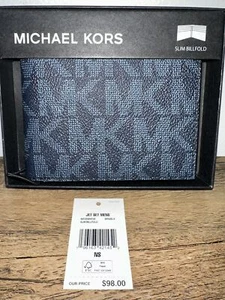 Michael Kors Jet Set Men’s Slim Billfold Wallet Blue Color NWT - Picture 1 of 2