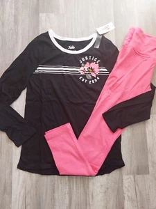 NWT Justice Girls Outfit Logo Flower Top/Leggings Size 10 (14) - Picture 1 of 2