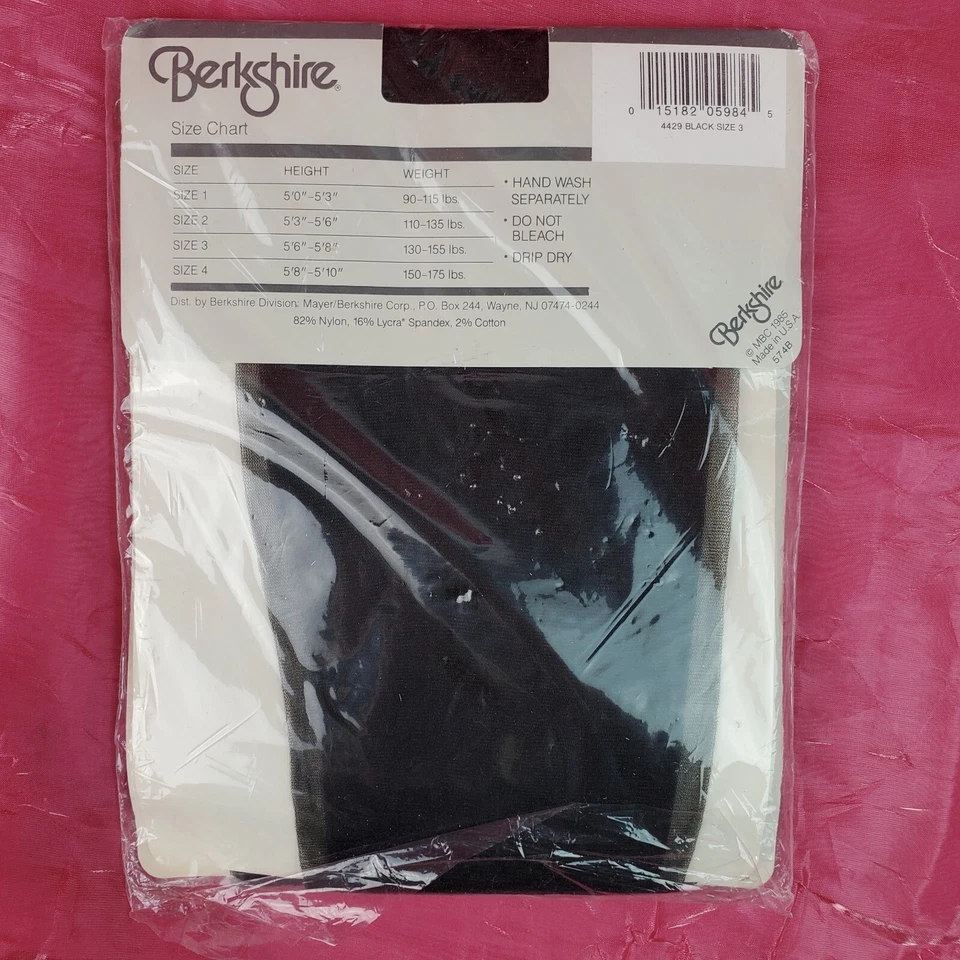 Berkshire 4429 Sheer Shimmers Black Control Top Sandalfoot Pantyhose Sz 1