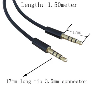 1.50meter 5ft 3.5mm male to male audio Cable 4-poles with 17mm long tip  - Picture 1 of 4