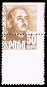 España 1948. Franco. Edifil xx 1022 dh. 50 cts . Dentado horizontal desplazado. - Picture 1 of 1