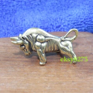 Solid Brass Bull Figurine Statue Animal Figurines Toys House Desktop Decoration - Picture 1 of 7